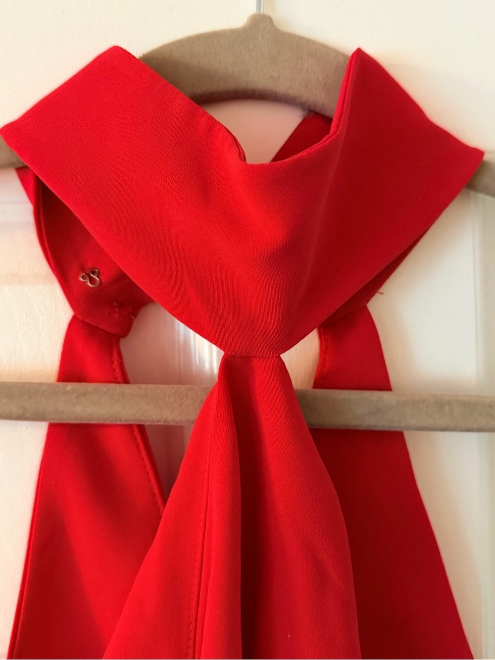Amanda Uprichard Red Scarf Neck Halter Top Petite P Statement Blouse - Picture 3 of 6